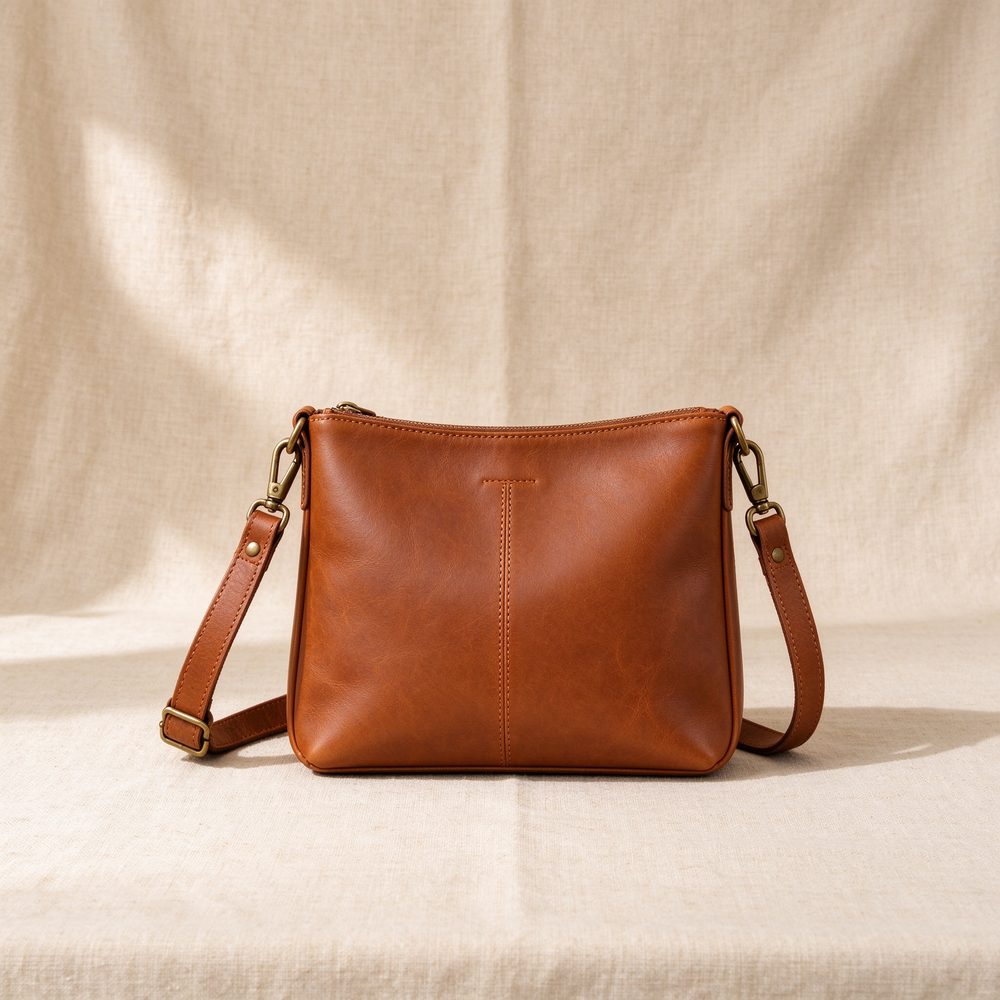 Cognac Crossbody leather bag